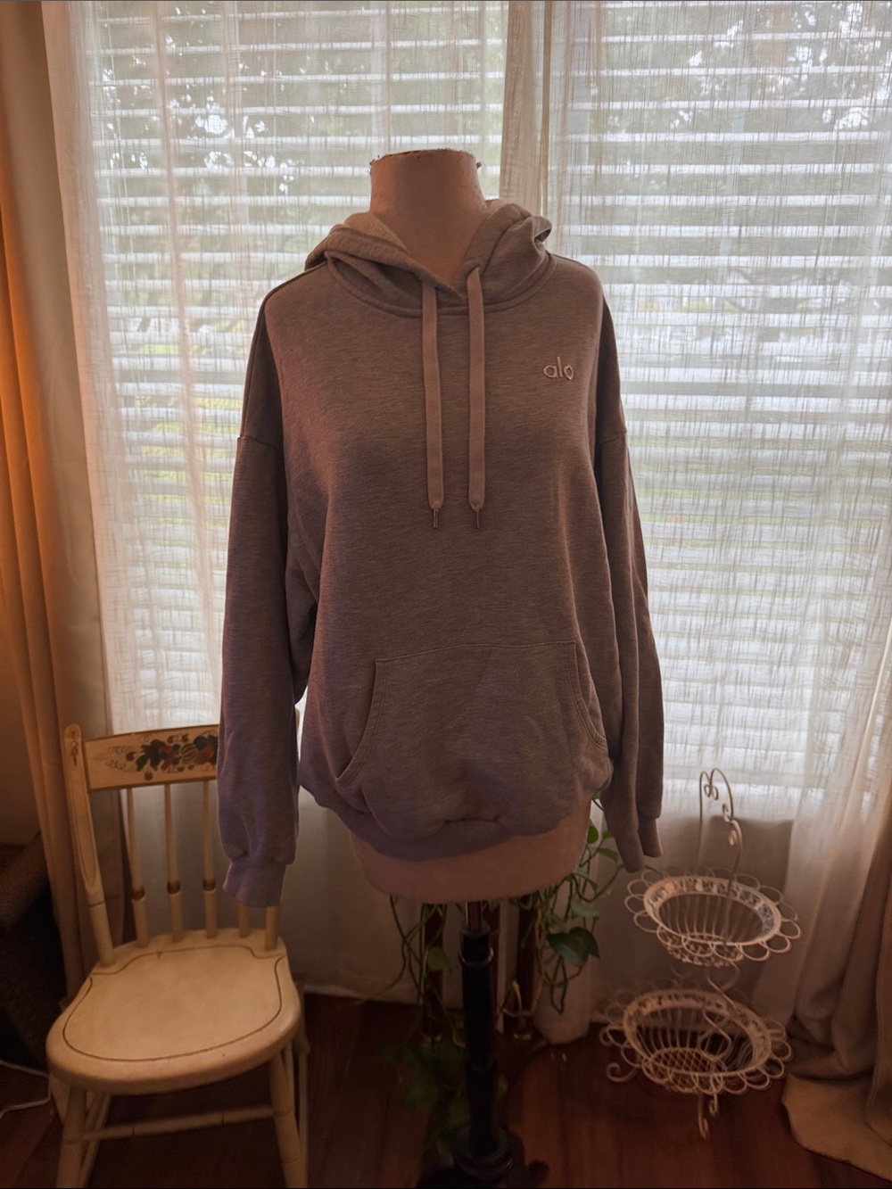 ALO Yoga Women’s Crewneck Hoodie in Light Gray